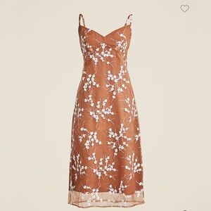 J. Crew Collection embroidered slip dress Floral Brown